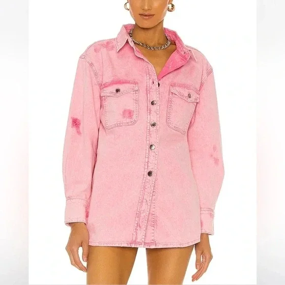 Retrofête Doreen Shirt in Vintage Pink Size Medium - Picture 2 of 8